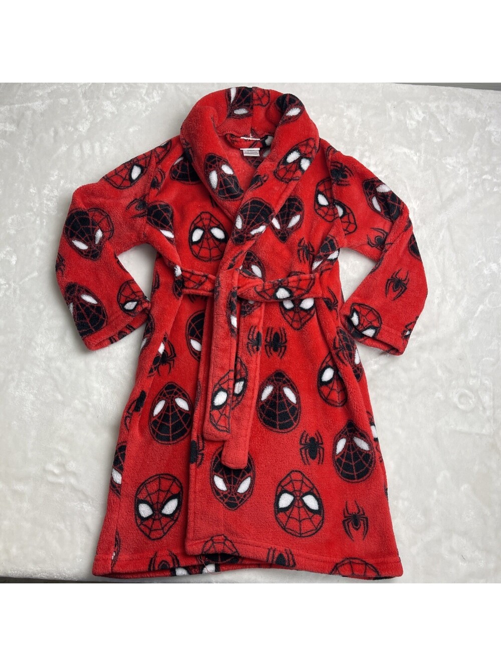 Marvel Spiderman Fleece Bath Robe One Piece Boy's Girl's 4-5 XS